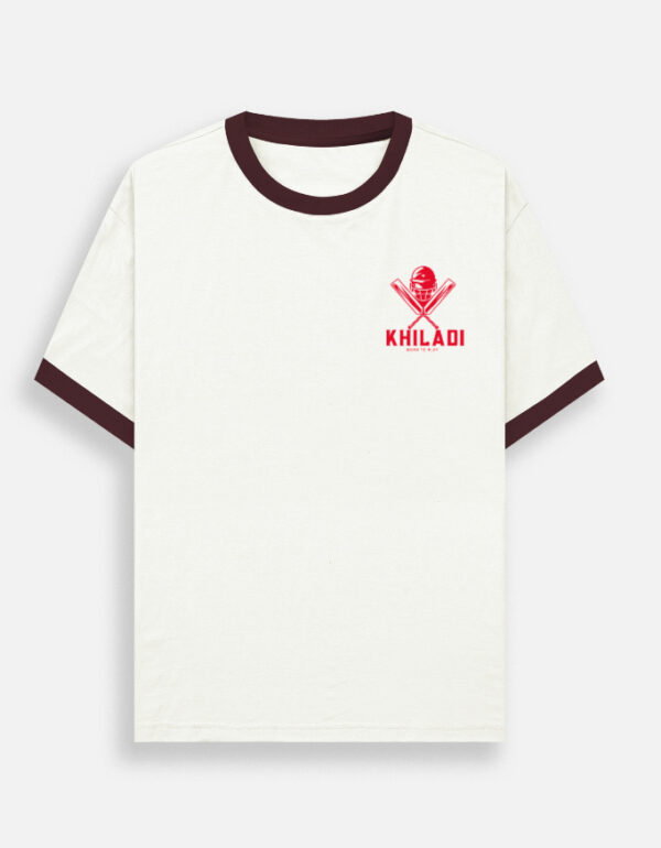 Cricket Lover Graphic Ringer T-Shirt for Men | 180 GSM Cotton | Multicolor