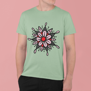 basic-t-shirt-mockup-featuring-a-young-man-at-a-studio-m829 (1) Minimalist Flower Graphic T-Shirt | 180 GSM Cotton | Multicolor