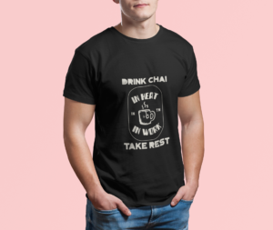 Drink Chai Take Rest Classic Crew T-Shirt | Unisex 180 GSM Cotton Chai Lover Tee