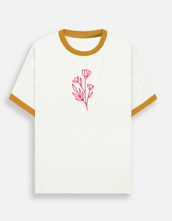img_1313a00d1552ef.jpg Flower Ringer T-Shirt | Unisex 100% Cotton 180 GSM | Multicolor