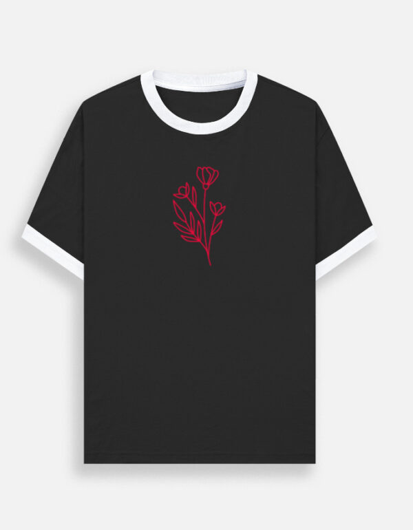 img_581ebf9eb86862.jpg Flower Ringer T-Shirt | Unisex 100% Cotton 180 GSM | Multicolor