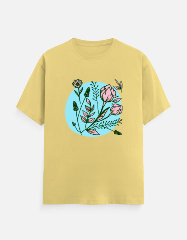 Elegant Flower Graphic Tee | 180 GSM Cotton | Multicolor