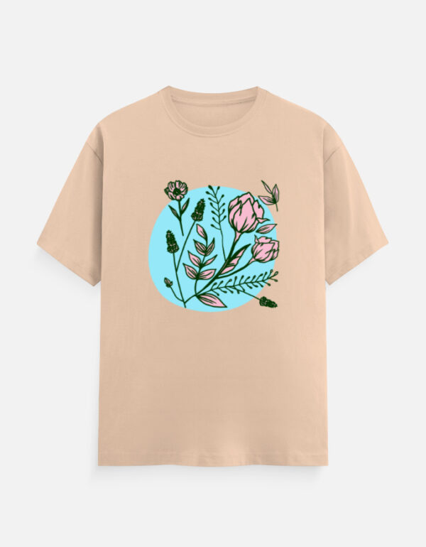 Elegant Flower Graphic Tee | 180 GSM Cotton | Multicolor