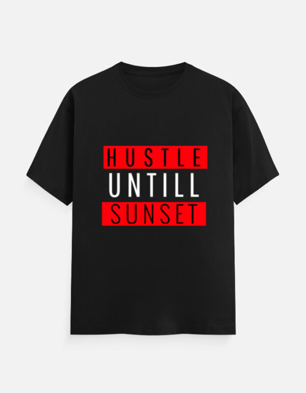 img_d867d2f05c09d7.jpg Hustle Until Sunset Classic Crew T-Shirt | Unisex 180 GSM Cotton Graphic Tee| Multicolor