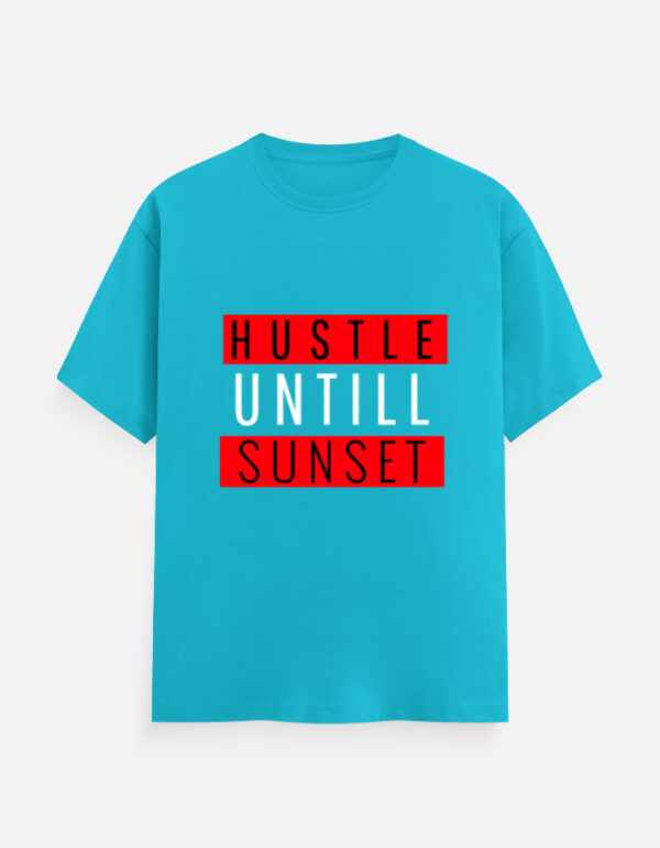 img_e39eaa1b3a6035.jpg Hustle Until Sunset Classic Crew T-Shirt | Unisex 180 GSM Cotton Graphic Tee| Multicolor