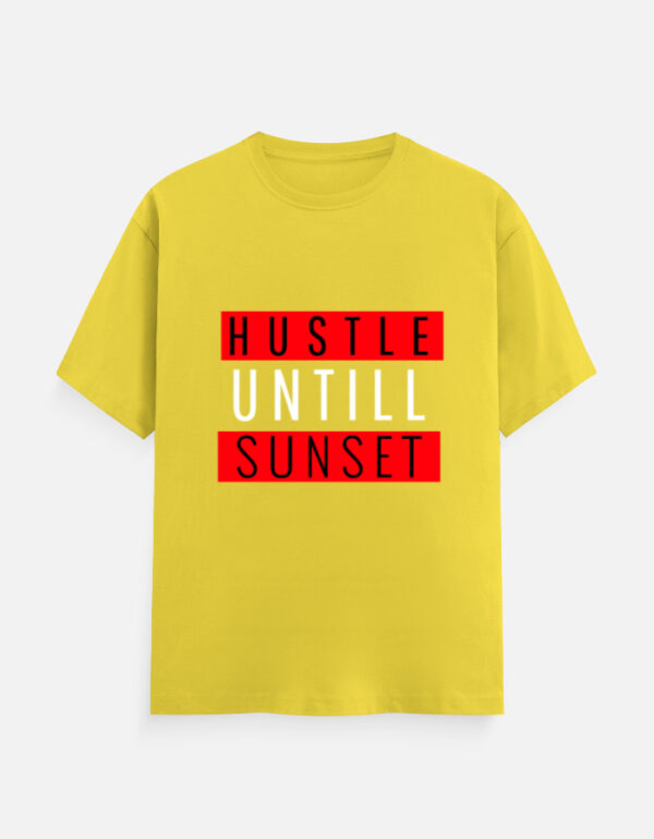img_e4e3b68e0a4942.jpg Hustle Until Sunset Classic Crew T-Shirt | Unisex 180 GSM Cotton Graphic Tee| Multicolor