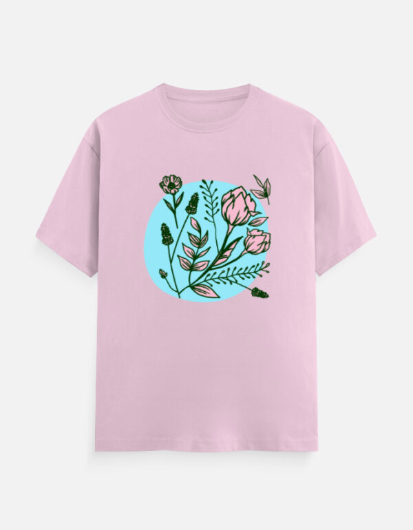 Elegant Flower Graphic Tee | 180 GSM Cotton | Multicolor