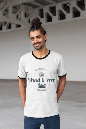 Camping Graphic Ringer T Shirt Unisex 180 GSM Cotton Outdoor Tee by Goprintee