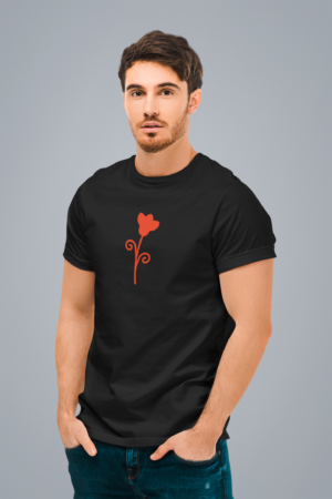 t-shirt-mockup-of-a-serious-man-casually-posing-in-a-studio-46019-r-el2 Flower Design T-Shirt | Unisex 100% Cotton 180 GSM | Multicolor