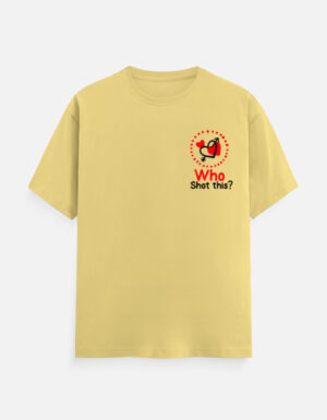 Who Shot This Classic Crew T-Shirt with bold statement slogan design
